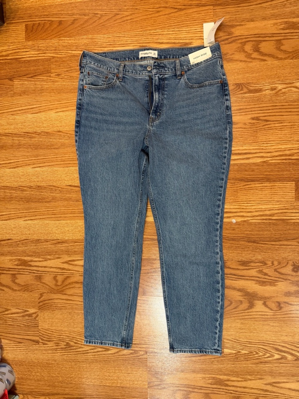 Abercrombie & Fitch Women's Mid-Blue High Rise Jeans, regular length